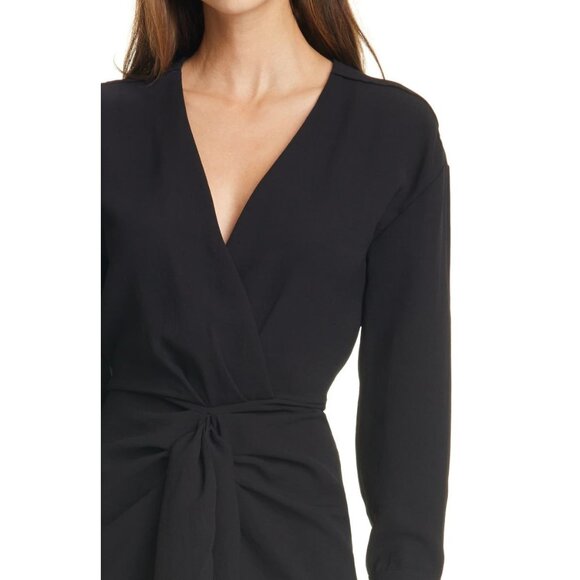 🆕ba&sh Kiari Mini Dress Long Sleeve Nipped Waist Black Small 2-4 - Picture 5 of 12